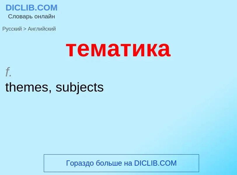 Как переводится тематика на Английский язык