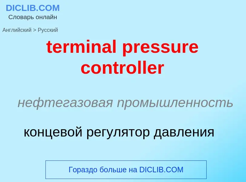 Как переводится terminal pressure controller на Русский язык