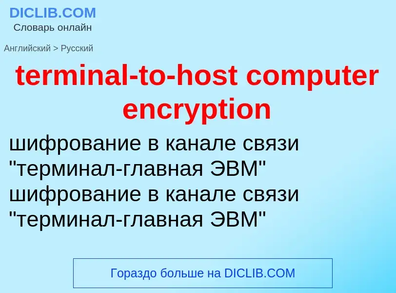 Как переводится terminal-to-host computer encryption на Русский язык