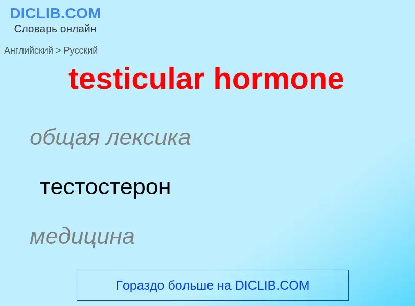 Como se diz testicular hormone em Russo? Tradução de &#39testicular hormone&#39 em Russo