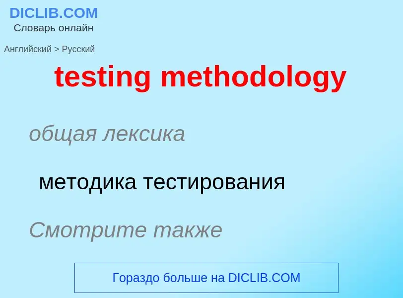 Как переводится testing methodology на Русский язык