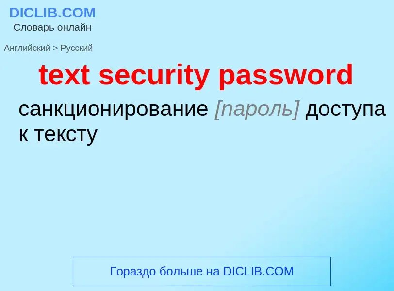 What is the Russian for text security password? Translation of &#39text security password&#39 to Rus