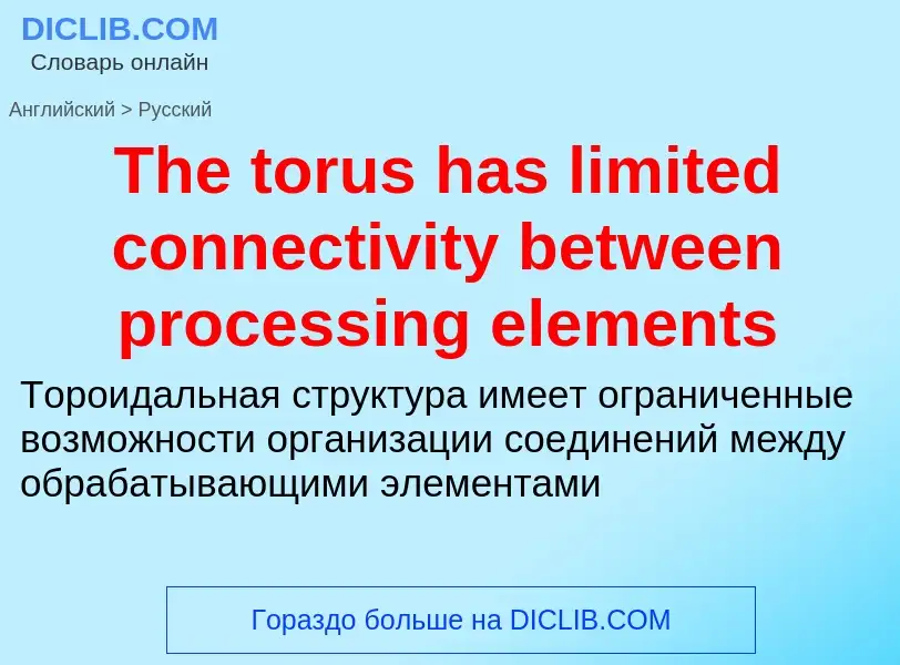 What is the الروسية for The torus has limited connectivity between processing elements? Translation 