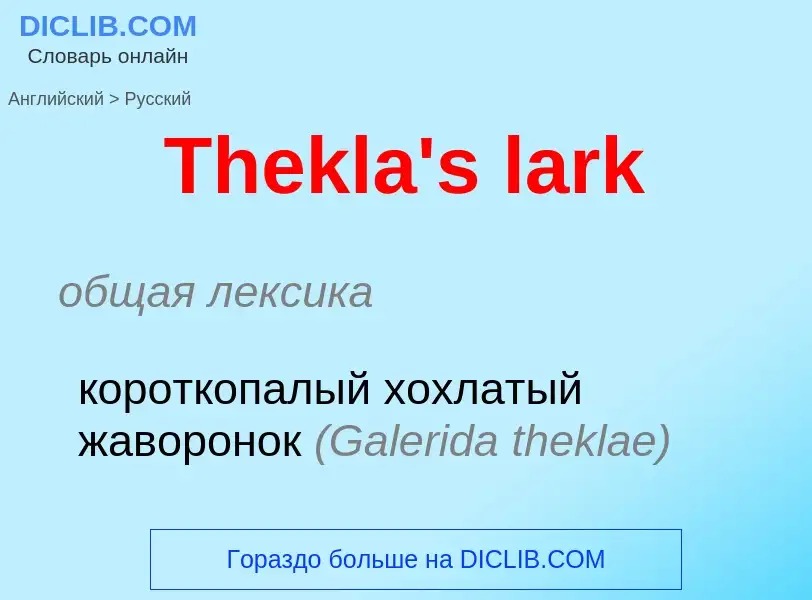 What is the الروسية for Thekla's lark? Translation of &#39Thekla's lark&#39 to الروسية