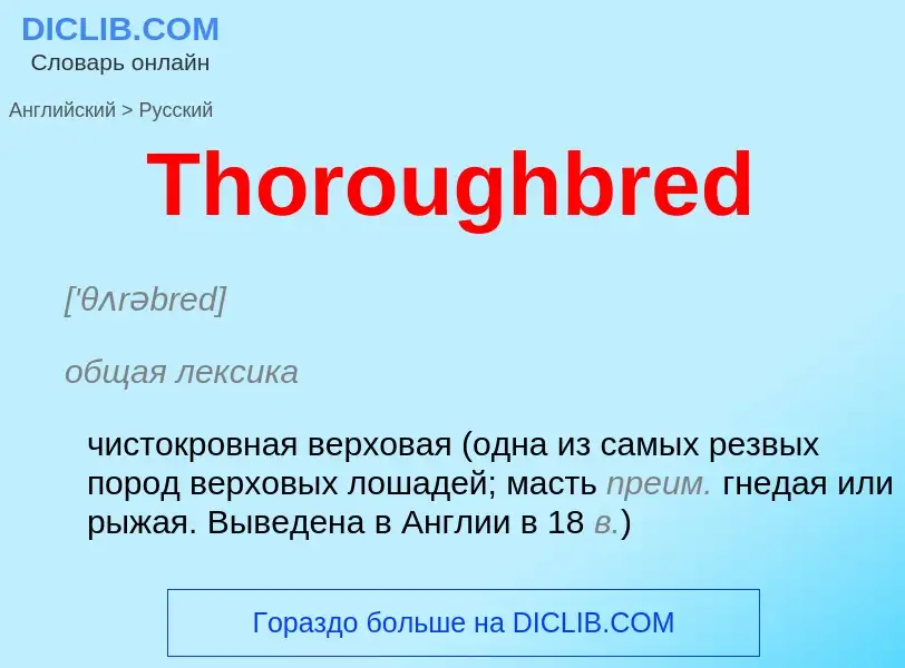 What is the الروسية for Thoroughbred? Translation of &#39Thoroughbred&#39 to الروسية