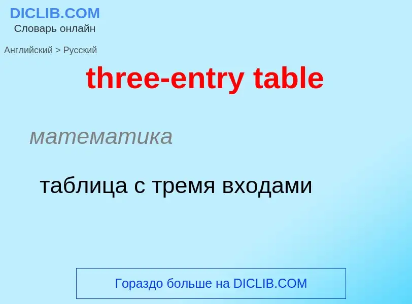 ¿Cómo se dice three-entry table en Ruso? Traducción de &#39three-entry table&#39 al Ruso