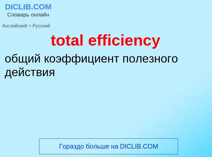 Как переводится total efficiency на Русский язык