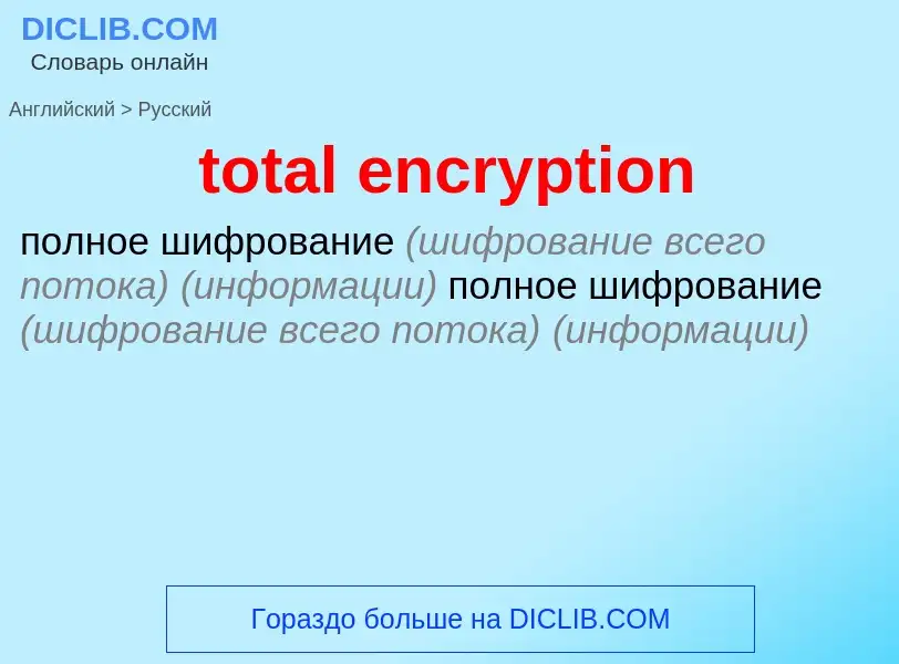 What is the Russian for total encryption? Translation of &#39total encryption&#39 to Russian