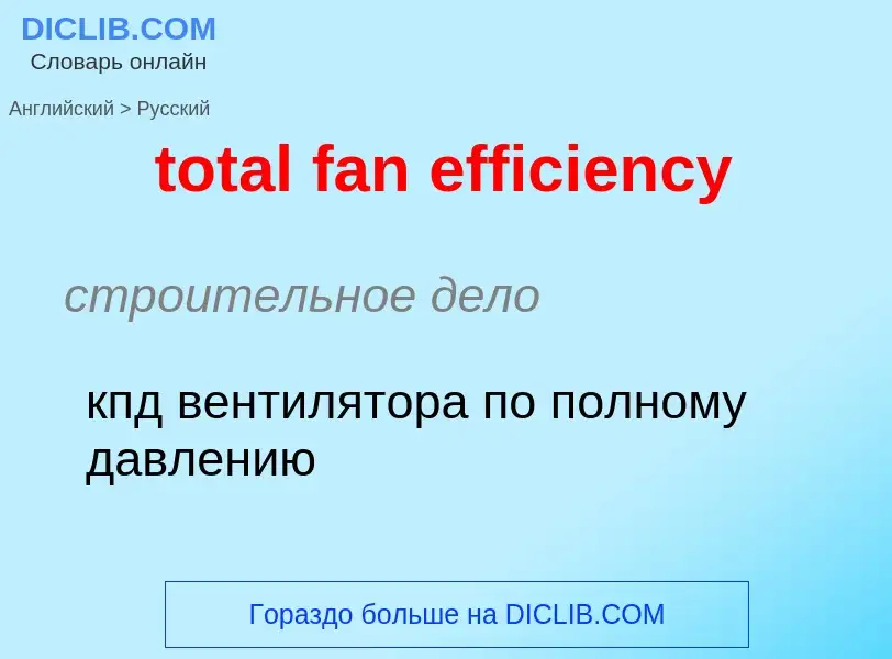 Как переводится total fan efficiency на Русский язык