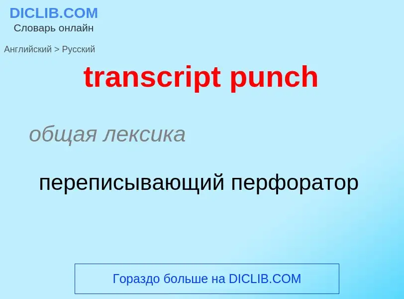 Как переводится transcript punch на Русский язык