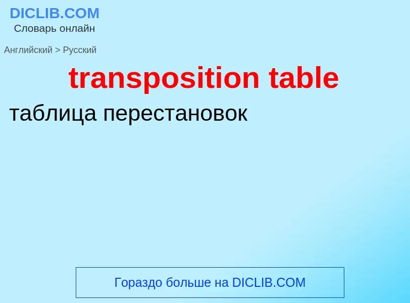 Как переводится transposition table на Русский язык