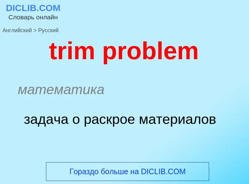 Vertaling van &#39trim problem&#39 naar Russisch