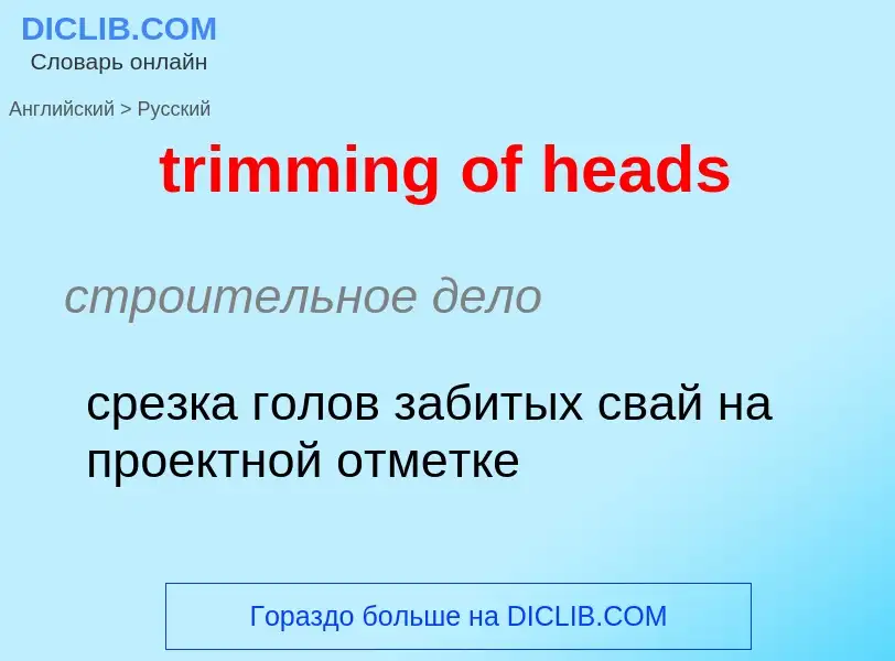 Traduzione di &#39trimming of heads&#39 in Russo