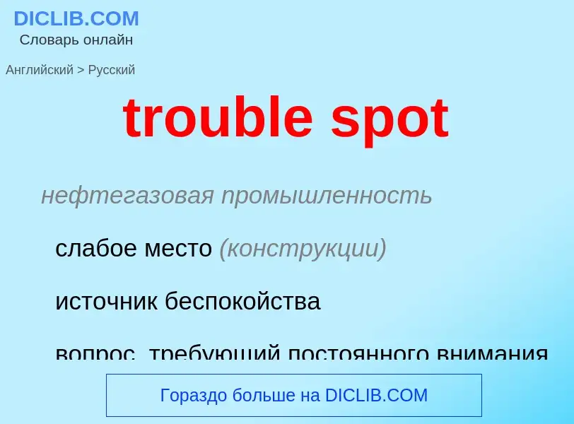 What is the Russian for trouble spot? Translation of &#39trouble spot&#39 to Russian