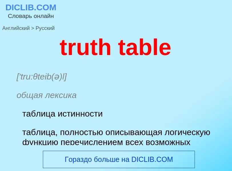 Как переводится truth table на Русский язык