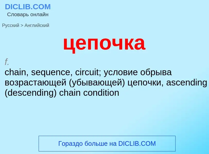 What is the إنجليزي for цепочка? Translation of &#39цепочка&#39 to إنجليزي