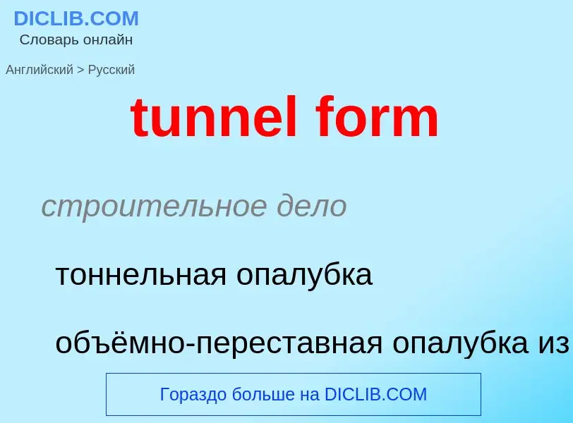 Vertaling van &#39tunnel form&#39 naar Russisch