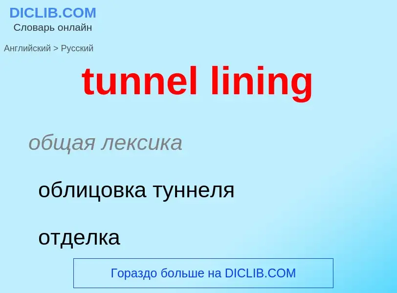 Как переводится tunnel lining на Русский язык