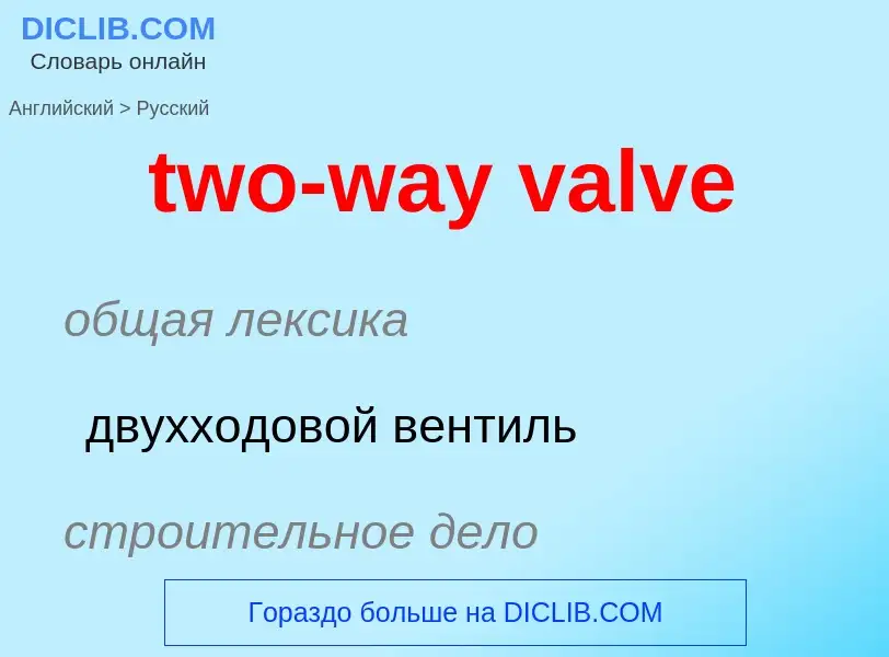 Как переводится two-way valve на Русский язык