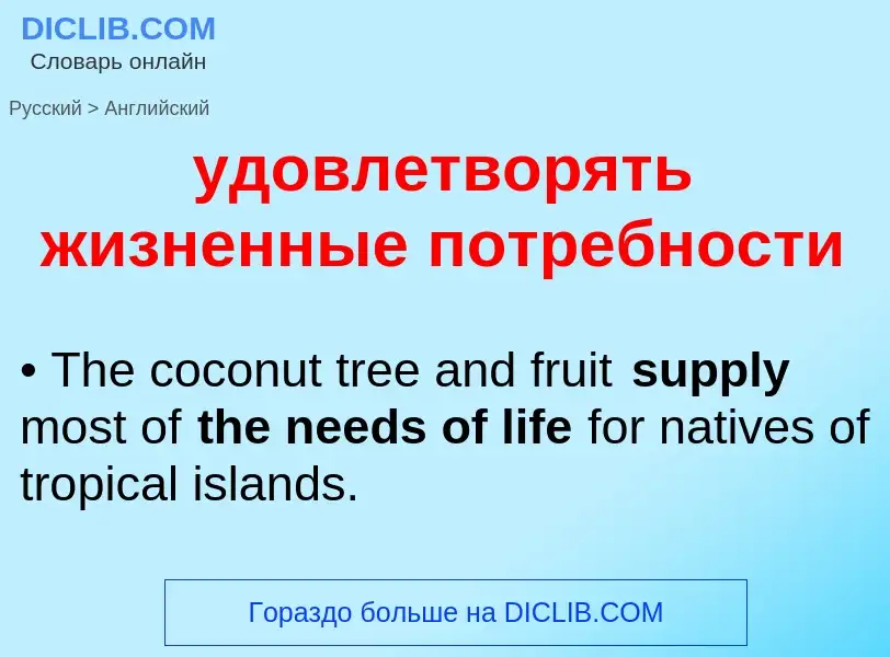 Μετάφραση του &#39удовлетворять жизненные потребности&#39 σε Αγγλικά