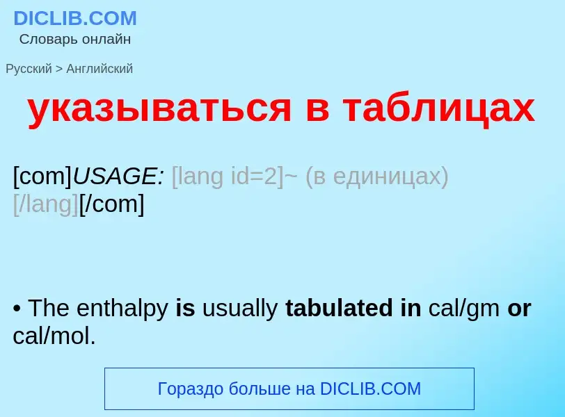 Como se diz указываться в таблицах em Inglês? Tradução de &#39указываться в таблицах&#39 em Inglês