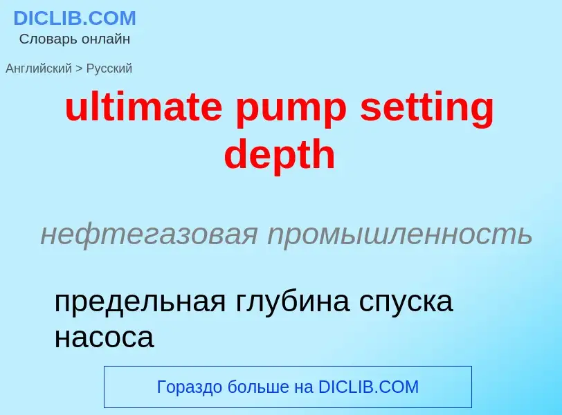 Μετάφραση του &#39ultimate pump setting depth&#39 σε Ρωσικά