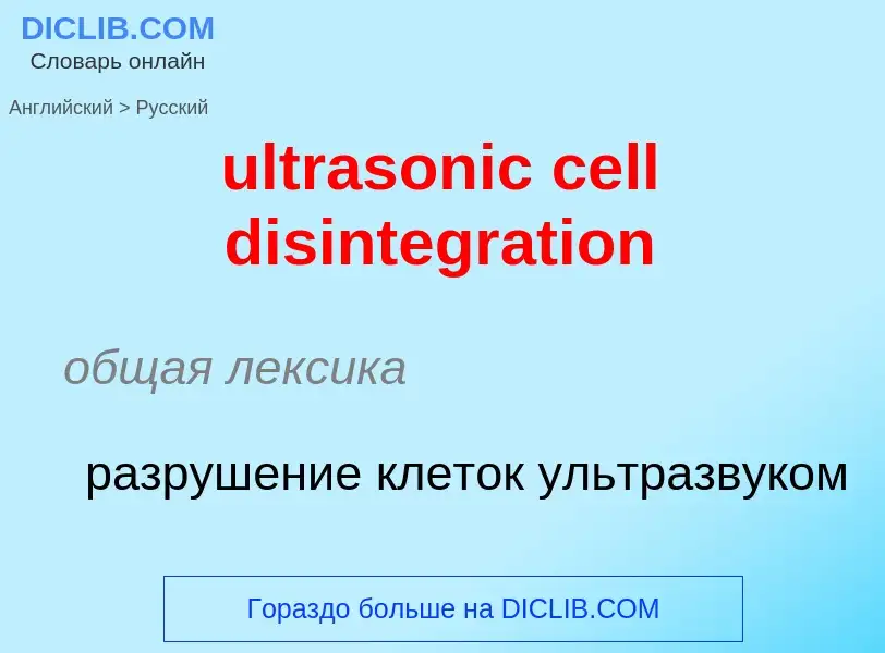 Как переводится ultrasonic cell disintegration на Русский язык