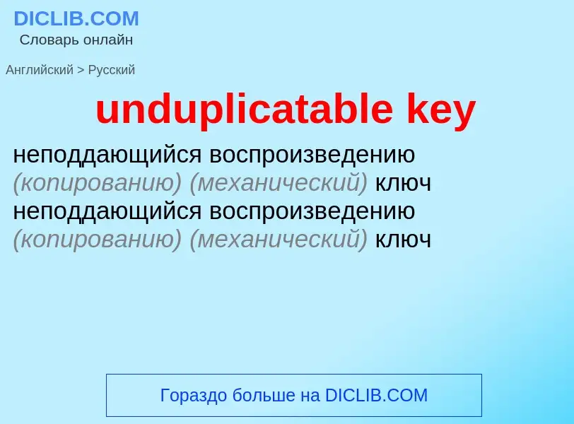 What is the Russian for unduplicatable key? Translation of &#39unduplicatable key&#39 to Russian