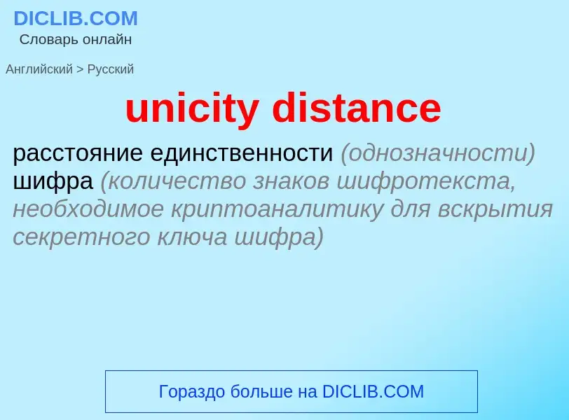 Как переводится unicity distance на Русский язык