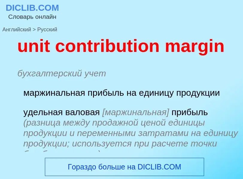 Как переводится unit contribution margin на Русский язык