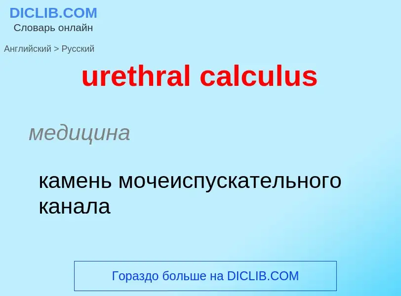 Как переводится urethral calculus на Русский язык