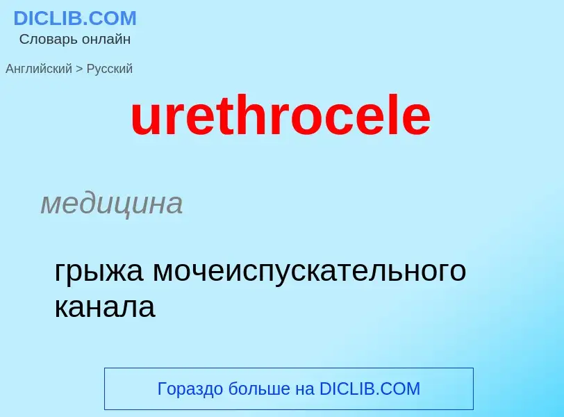 Как переводится urethrocele на Русский язык