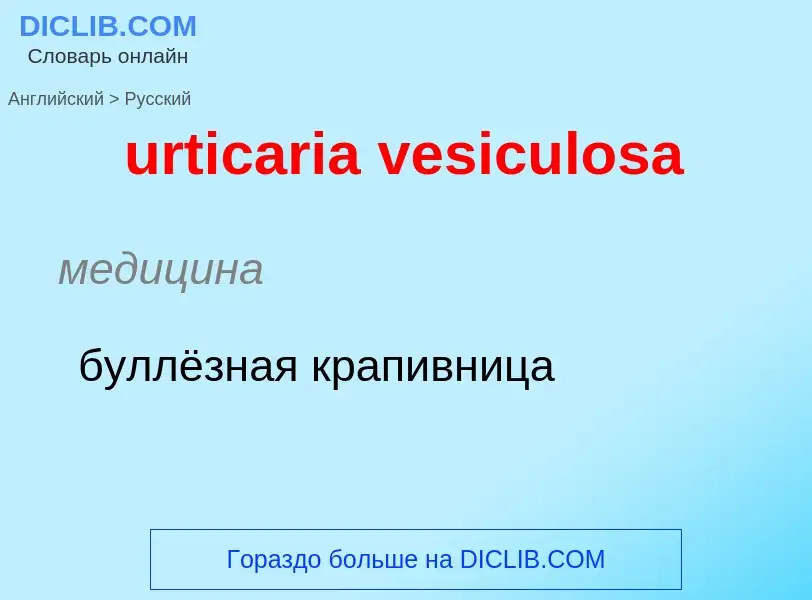 Как переводится urticaria vesiculosa на Русский язык