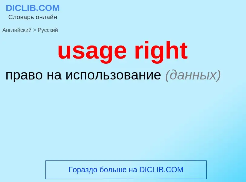 Como se diz usage right em Russo? Tradução de &#39usage right&#39 em Russo