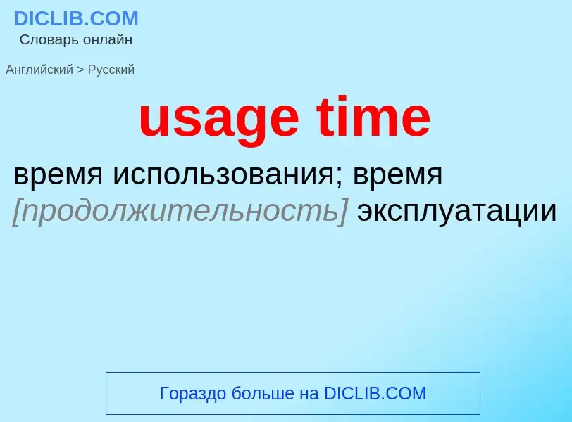 Как переводится usage time на Русский язык