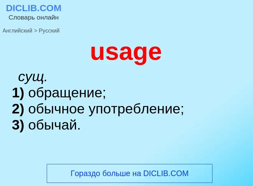 Как переводится usage на Русский язык