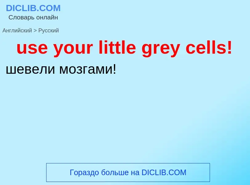 Como se diz use your little grey cells! em Russo? Tradução de &#39use your little grey cells!&#39 em