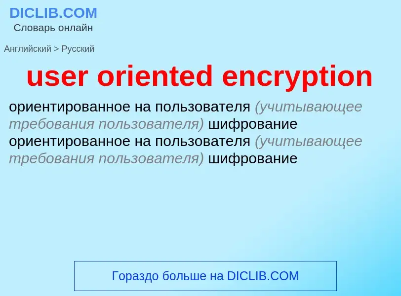 What is the Russian for user oriented encryption? Translation of &#39user oriented encryption&#39 to