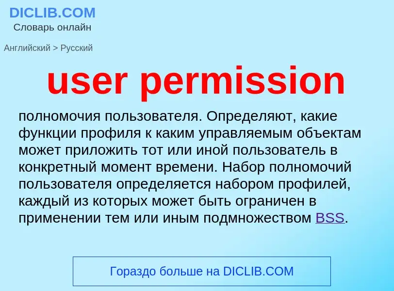 Como se diz user permission em Russo? Tradução de &#39user permission&#39 em Russo