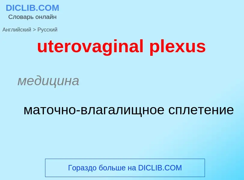 Traduzione di &#39uterovaginal plexus&#39 in Russo