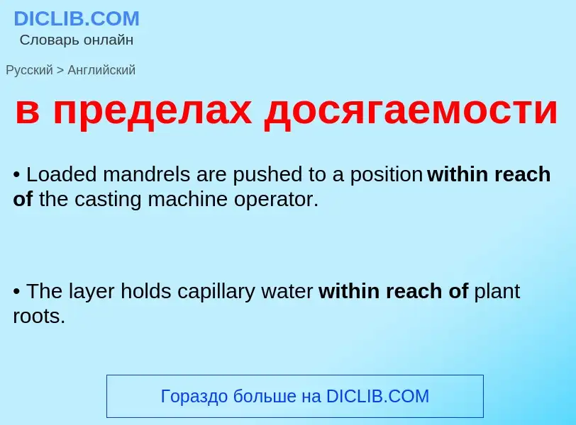 Как переводится в пределах досягаемости на Английский язык