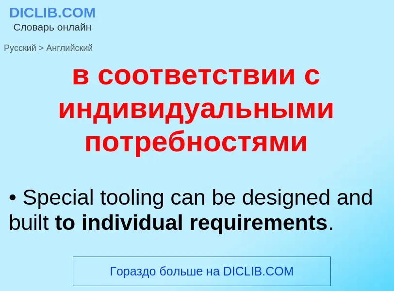 Como se diz в соответствии с индивидуальными потребностями em Inglês? Tradução de &#39в соответствии