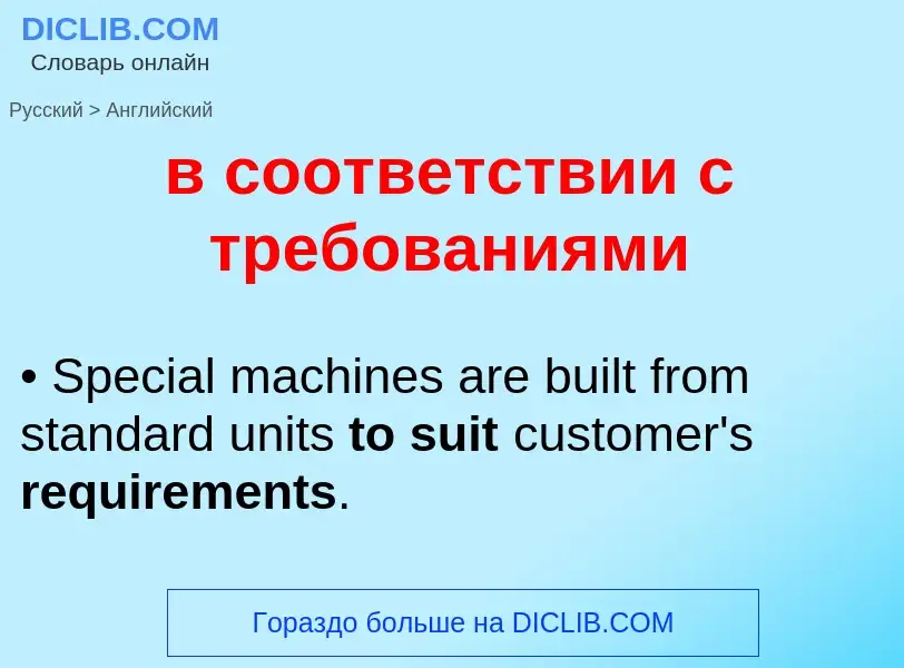 Μετάφραση του &#39в соответствии с требованиями&#39 σε Αγγλικά