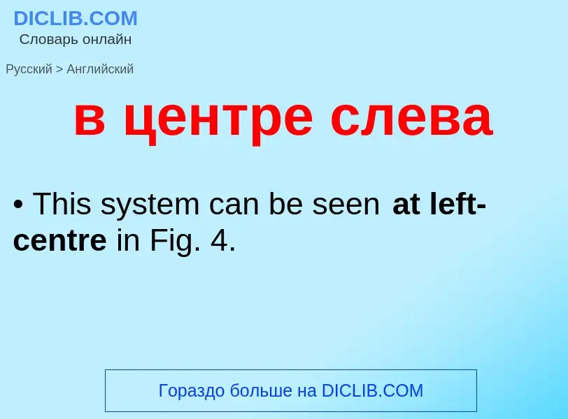 ¿Cómo se dice в центре слева en Inglés? Traducción de &#39в центре слева&#39 al Inglés