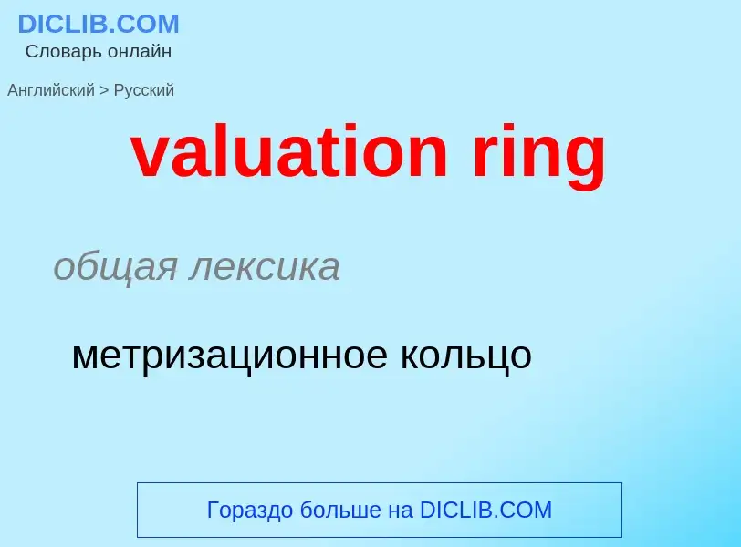 Vertaling van &#39valuation ring&#39 naar Russisch