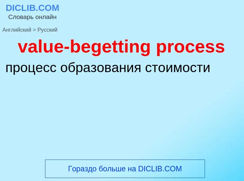 ¿Cómo se dice value-begetting process en Ruso? Traducción de &#39value-begetting process&#39 al Ruso