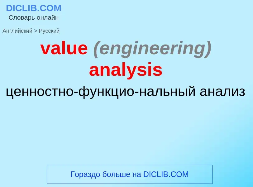 Как переводится value <font color="gray"><i>(engineering)</i></font> analysis на Русский язык