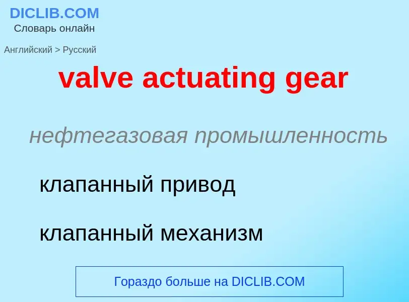 ¿Cómo se dice valve actuating gear en Ruso? Traducción de &#39valve actuating gear&#39 al Ruso