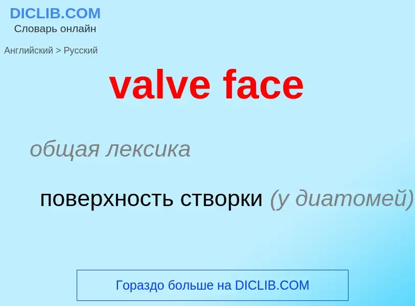 Как переводится valve face на Русский язык