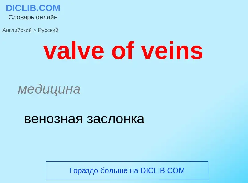 ¿Cómo se dice valve of veins en Ruso? Traducción de &#39valve of veins&#39 al Ruso